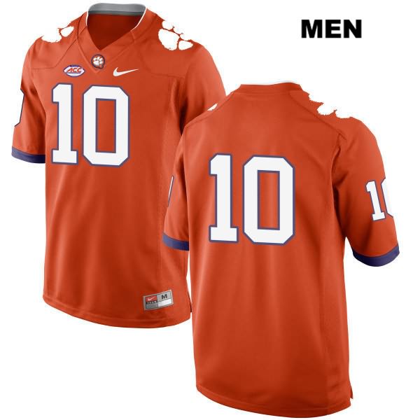 Men's Clemson Tigers #10 Derion Kendrick Stitched Orange Authentic Style 2 Nike No Name NCAA College Football Jersey LMR2846OJ